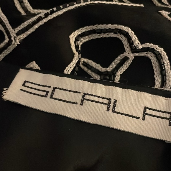 SCALA Beaded Black White Geometric Dress size Medium Vintage VTG‎ Cocktail Dress - Picture 7 of 8